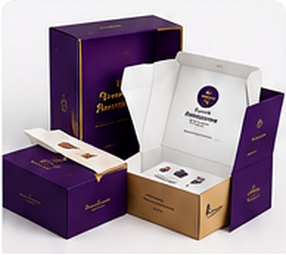 Packaging box warna ungu dan kuning
